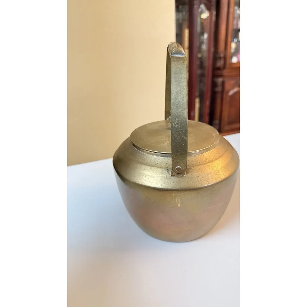 Vintage Brass Tea Kettle Teapot Bail Handle Lid Decorative‎ Rustic MCM